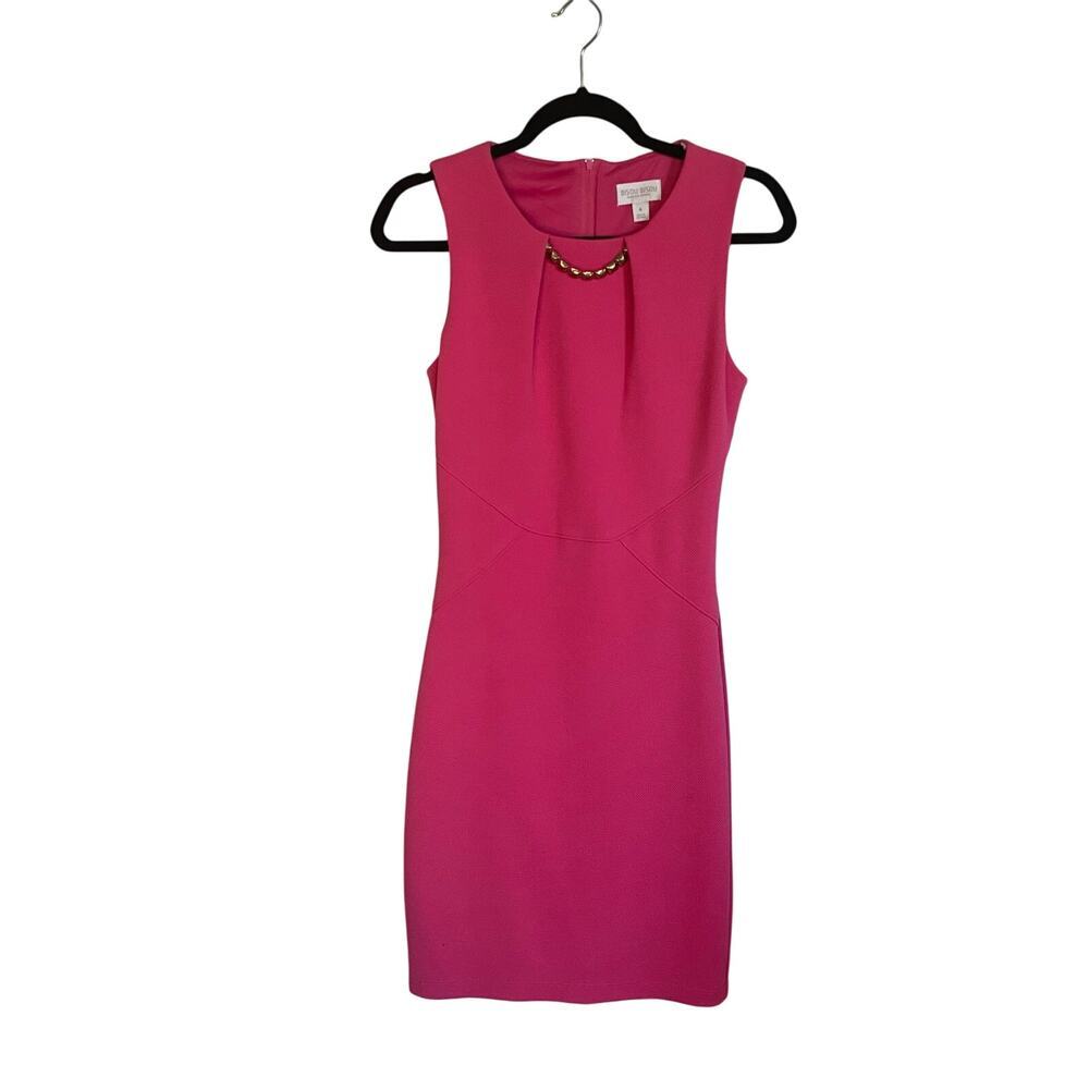 Bisou Bisou Hot Pink Sleeveless Tank Sheath Dress Workwear Party Women's Size 4